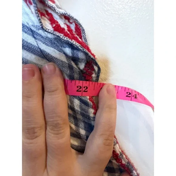 Johnny Was Workshop Misha Drape Plaid Embroidered Tunic Top Blue Red XL - Picture 8 of 9